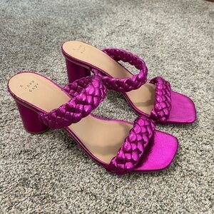 Women's Braided Strap Heeled Sandals - Pink